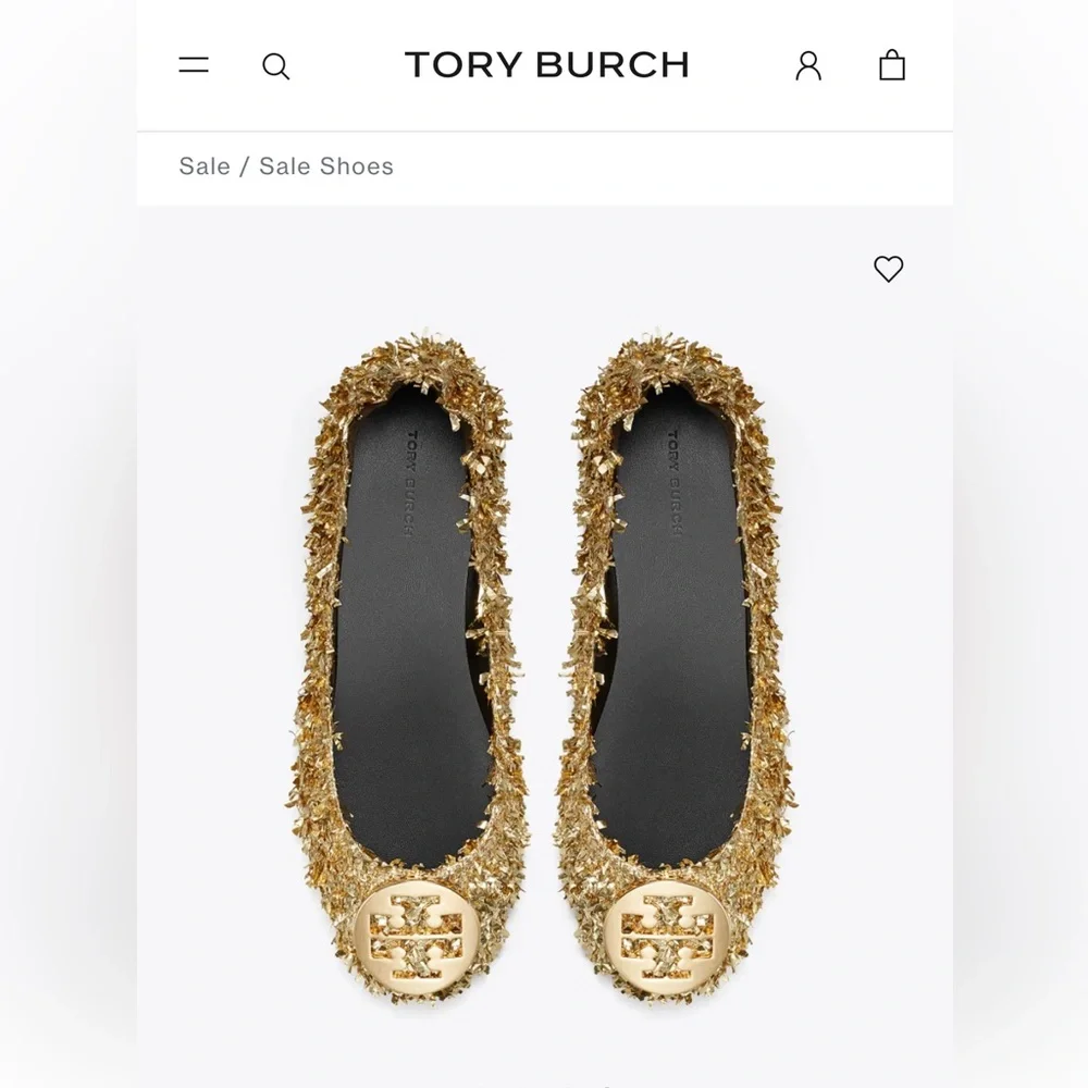 TORY BURCH MINNIE TRAVEL BALLET Color: Gold / Gold WOMEN SIZE 7.5 NEW